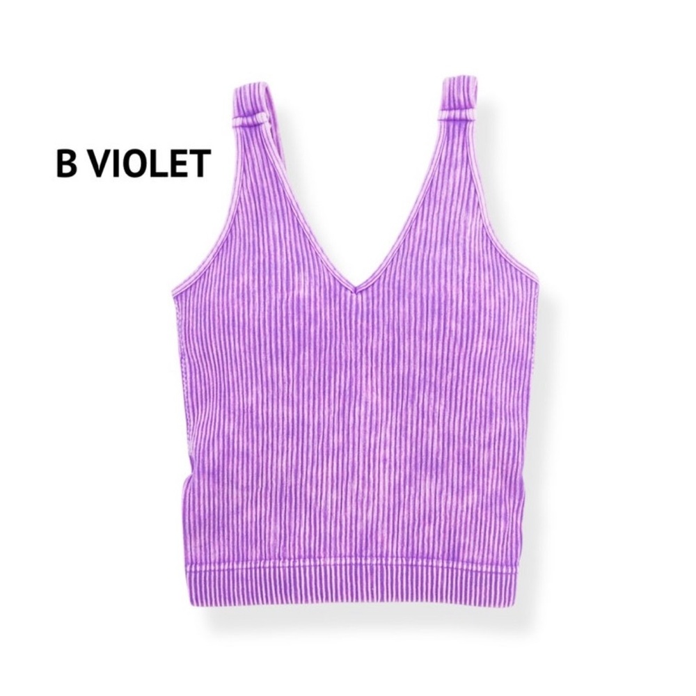 Zenana Women's Ribbed Padded V-neck B Violet Brami